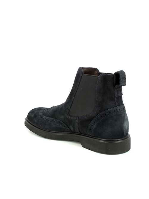 stivaletto chelsea da uomo in camoscio blu con lavorazione inglese NERO GIARDINI | I500841U200